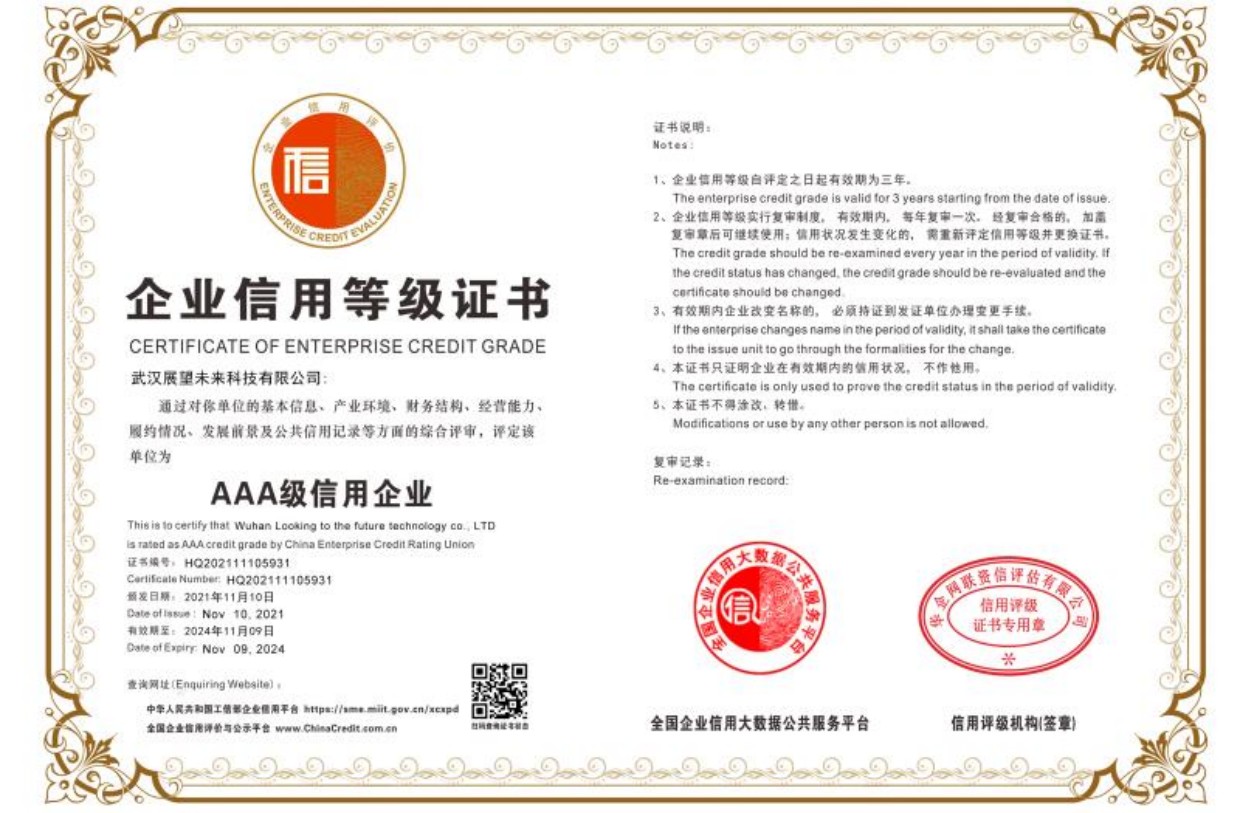 企业信用等级证书